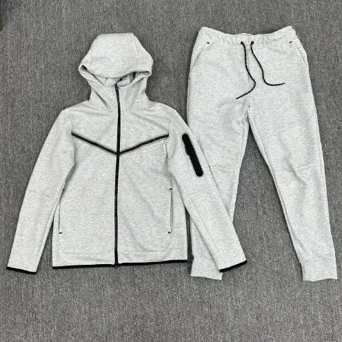 Nike Tech Fleece Hoodie and Joggers Set Black/Gray Tracksuit - 6