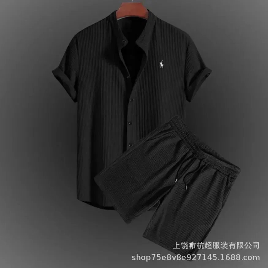 ZY08 High Quality Classic Men's Shirt Casual Loose Short Sleeve Shorts Set WhatsApp +86 133 8692 5690