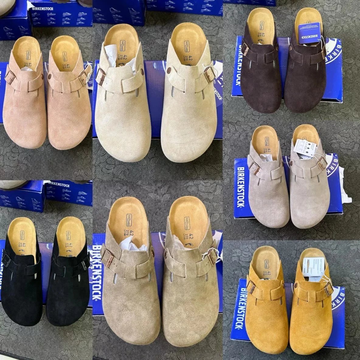 More colors are being updated. Bokenstock Boston half-pack slippers. Recommend normal size selection.
