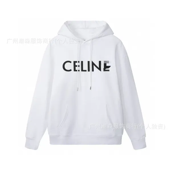 Celine Logo Hoodie White - 1