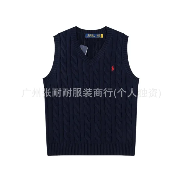 Polo Ralph Lauren Cable Knit V-Neck Vest Pink Vest Top - 4