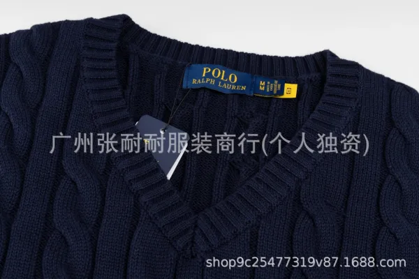 Polo Ralph Lauren Cable Knit V-Neck Vest Pink Vest Top - 6