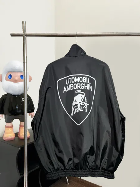 Design Lamborghini Shield Logo Windbreaker Black Jacket Outerwear.windbreaker - 1