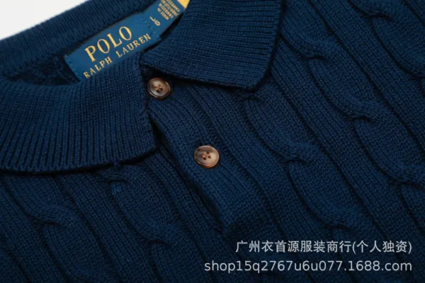 Polo Ralph Lauren Cable Knit Polo Gray Sweater - 5