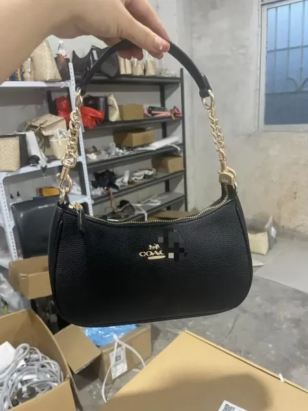Coach Mini Hobo Bag Black Pebbled Leather Shoulder Bag - 1