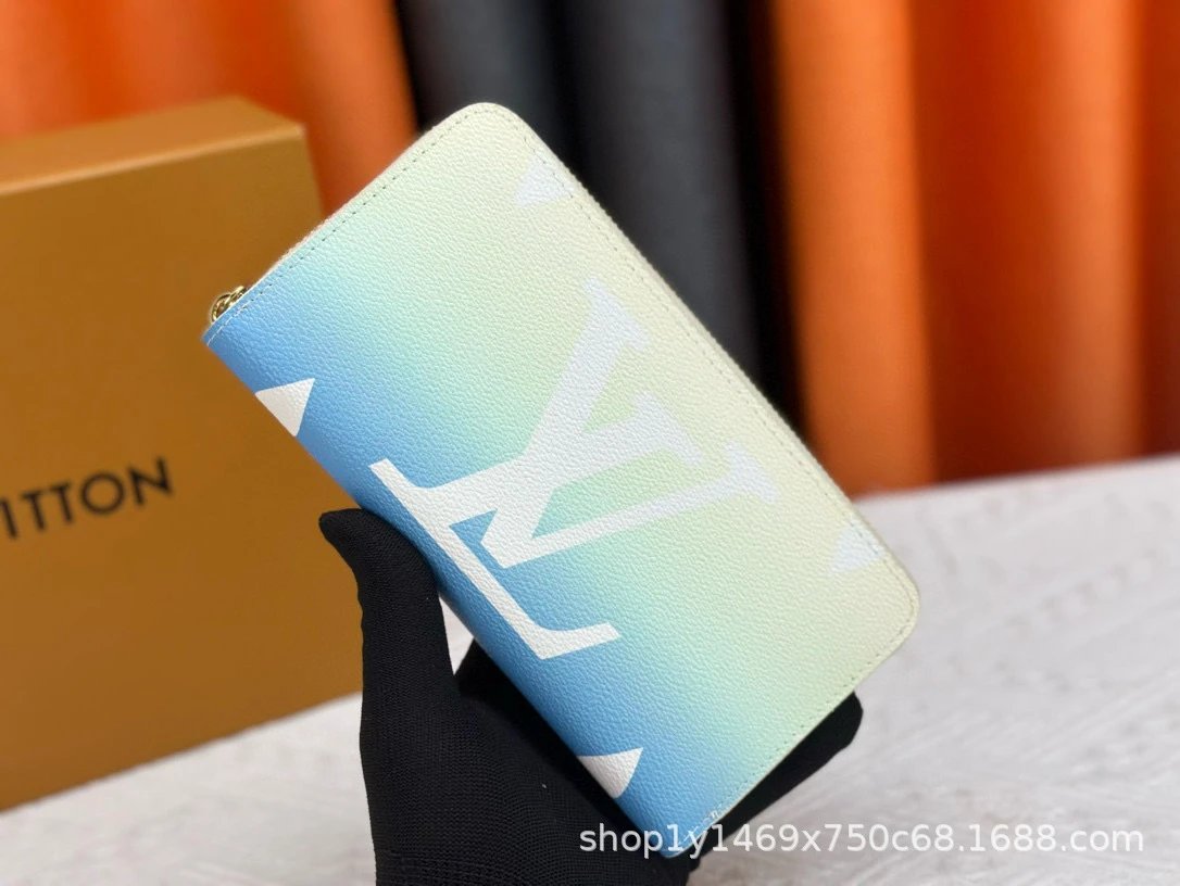 Louis Vuitton Monogram Gradient Long Wallet Blue Green Multicolor