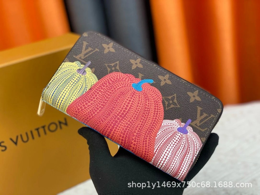 Louis Vuitton x Yayoi Kusama Pumpkin Print Monogram Zippy Wallet Multicolor Long Wallet