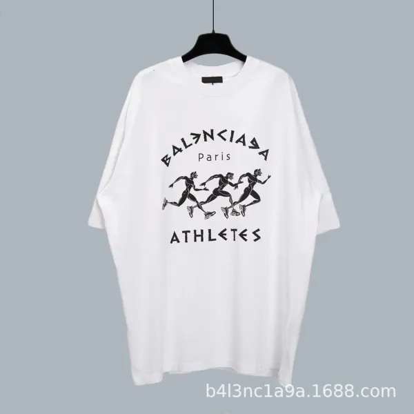 Balenciaga Athletes Print Oversized White T-Shirt - 1
