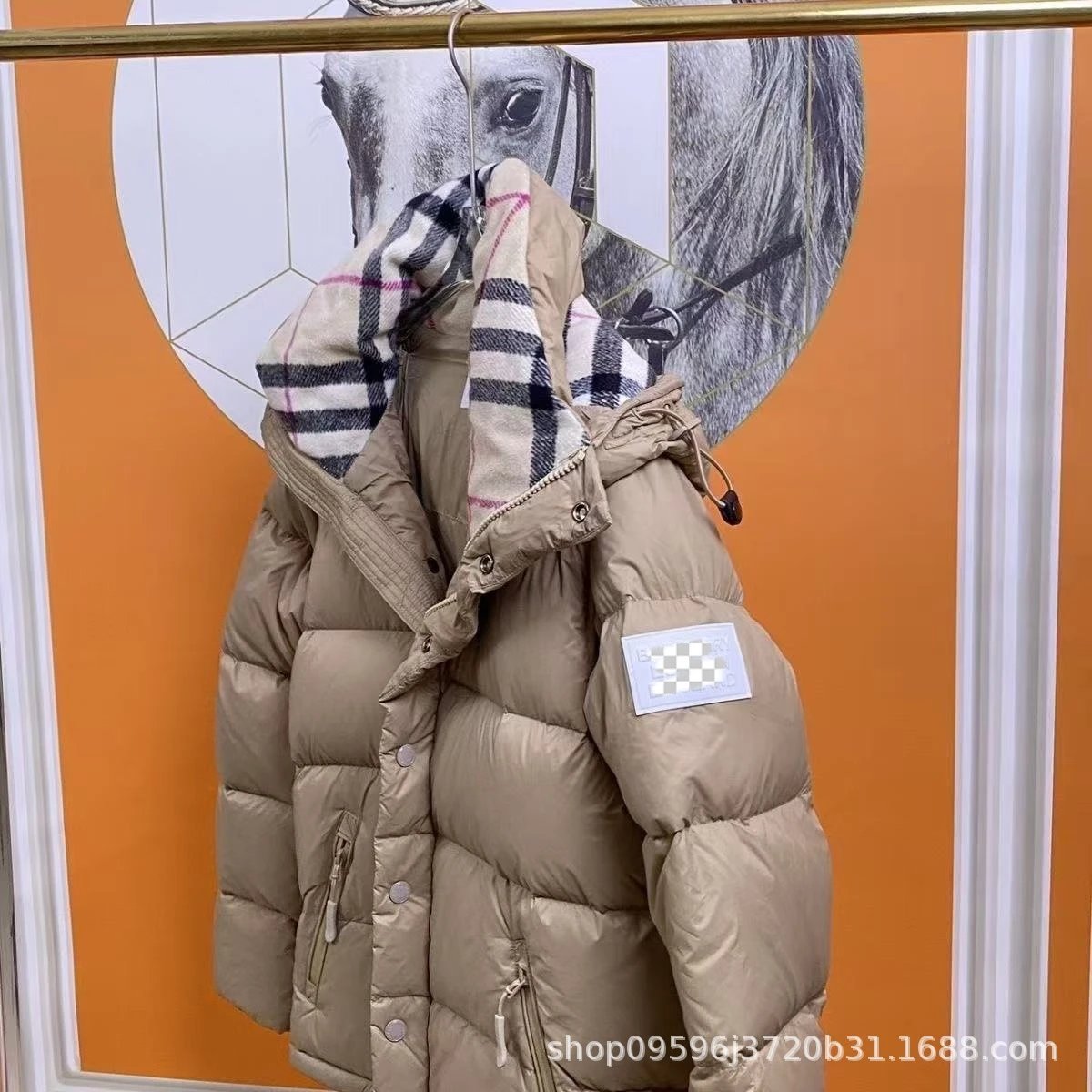 Burberry Check-Trimmed Down Jacket Beige - 17