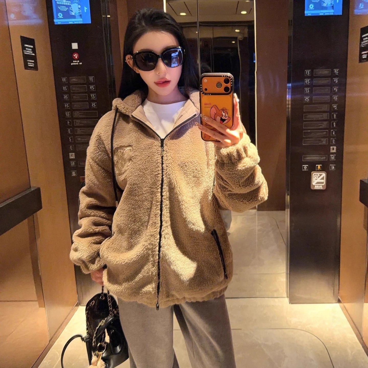 Celine teddy hood jacket