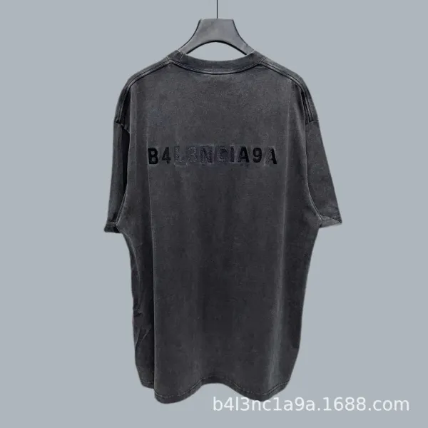 Balenciaga B4L3NC1A9A Washed Gray T-Shirt - 1