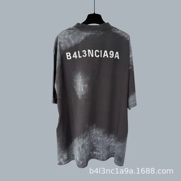 Balenciaga B4L3NCIA9A Washed Black Oversized T-Shirt - 1