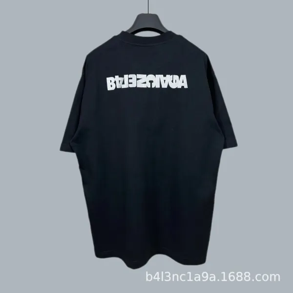 Balenciaga Reversed Logo Black Oversized T-Shirt - 1