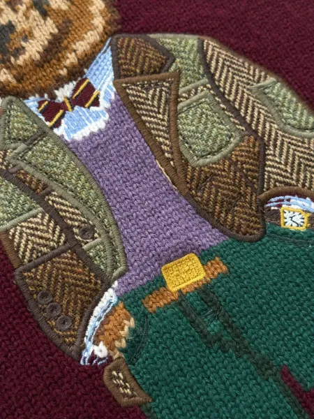 Polo Ralph Lauren Bear Embroidered Sweater Burgundy - 8