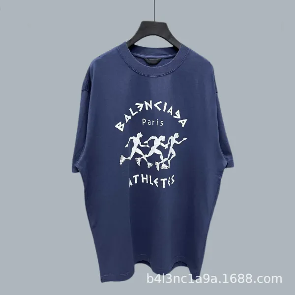 Balenciaga Athletes Print Navy Oversized T-Shirt - 1