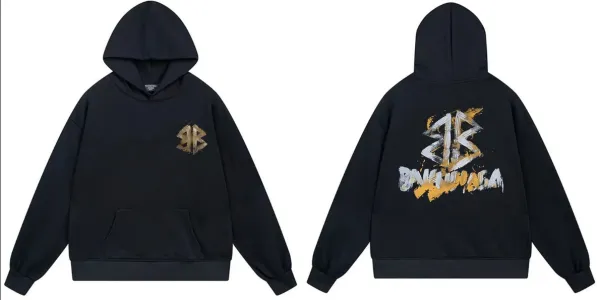 Balenciaga BB Logo Hoodie Black - 1