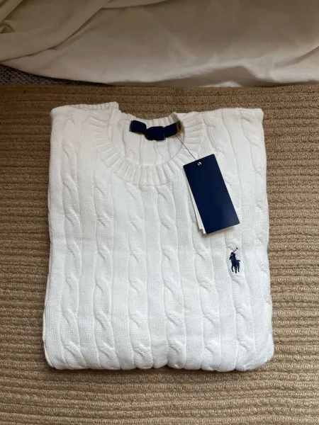 Polo Ralph Lauren Cable Knit Crewneck Sweater White - 1