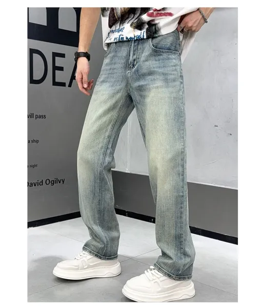 Design Wide-Leg Distressed Light Wash Jeans - 8