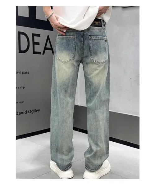 Design Wide-Leg Distressed Light Wash Jeans - 12