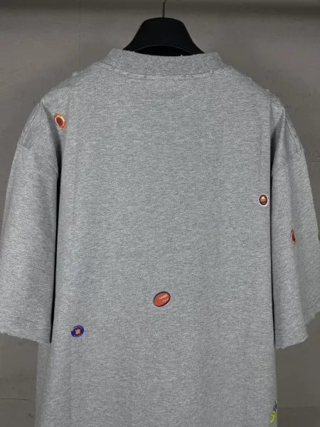 Design Distressed Patchwork Gray T-Shirt - 6