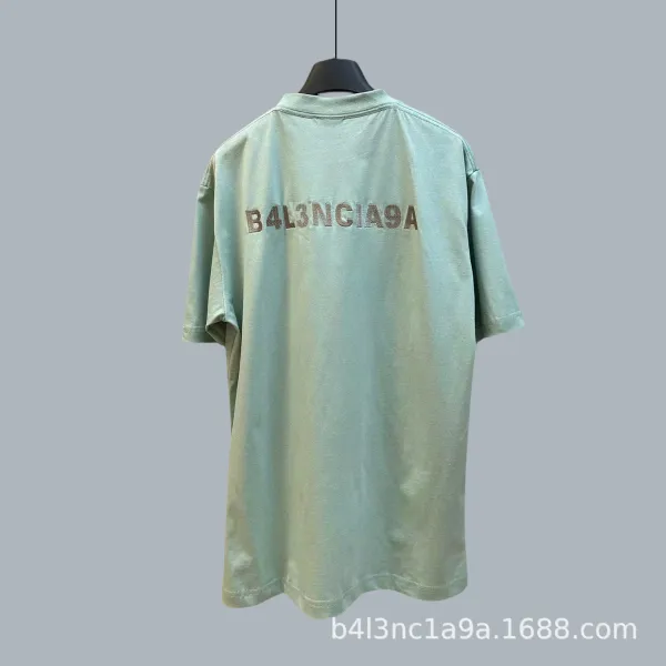 Balenciaga B4L3NC1A9A Graphic Print Mint Green T-Shirt - 1