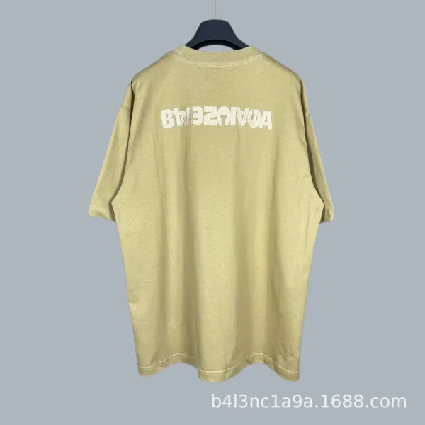 Balenciaga Logo Print Oversized T-Shirt Olive - 1