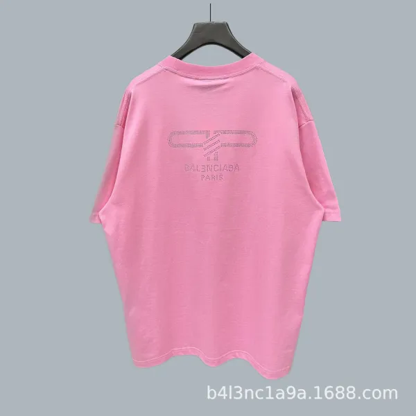 Balenciaga Logo-Embroidered Pink Oversized T-Shirt - 1