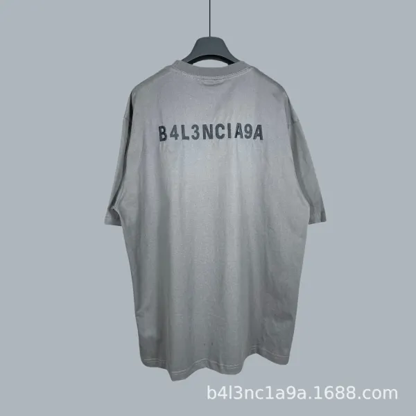 Balenciaga B4L3NC1A9A Graphic Print Gray T-Shirt - 1