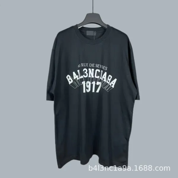 Balenciaga 40 Rue de Sevres Arch Logo Black T-Shirt - 1