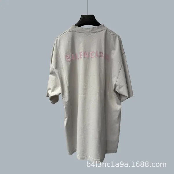 Balenciaga B4LENCIAA Oversized T-Shirt Light Gray - 1