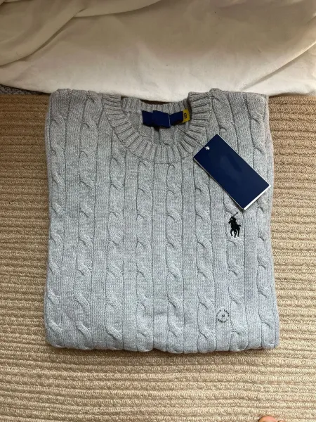 Polo Ralph Lauren Cable Knit Crewneck Sweater Gray - 1