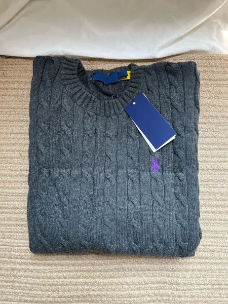 Polo Ralph Lauren Cable Knit Crewneck Sweater Gray - 12