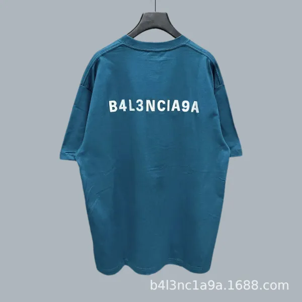 Design B4L3NCIA9A Logo Print Teal Oversized T-Shirt T-Shirts - 1