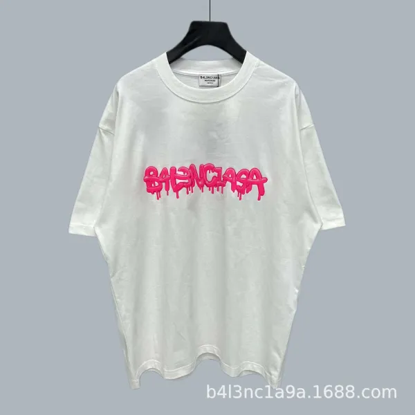 Balenciaga Dripping Logo White T-Shirt - 1