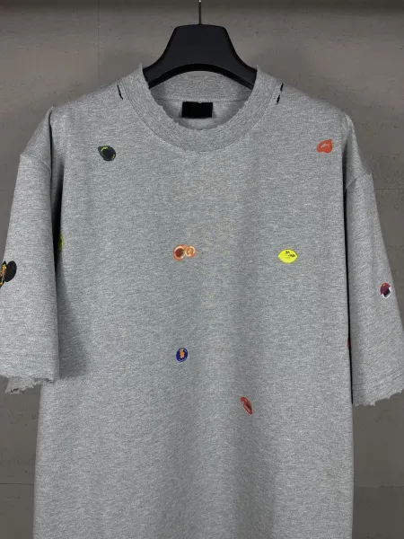 Design Distressed Patchwork Gray T-Shirt - 5