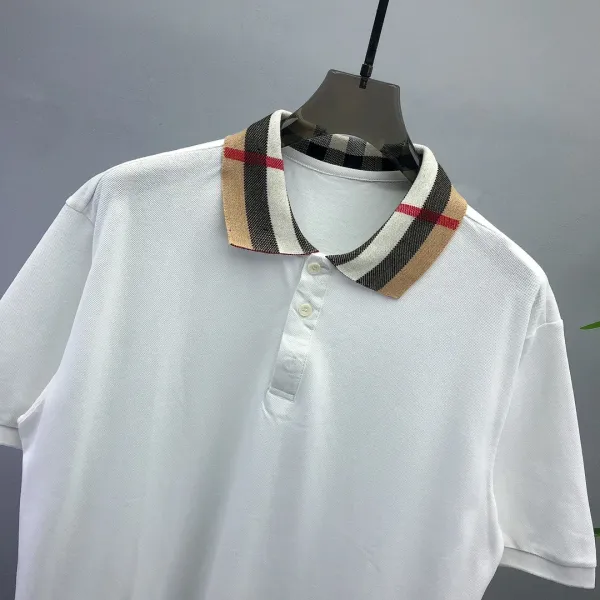 Burberry Iconic Check Collar Polo Navy Polo Shirt - 5