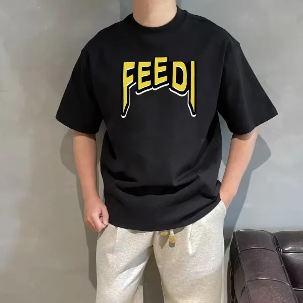 Fendi FEEDI Graphic Print Black T-Shirt - 1