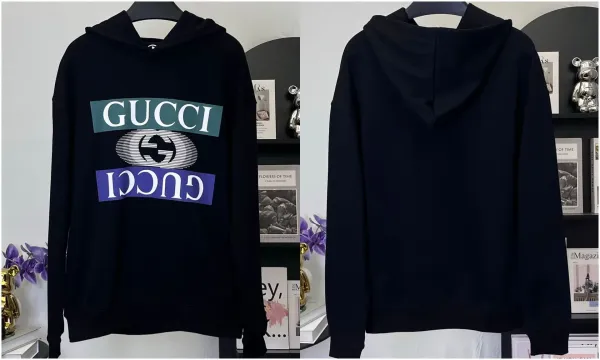 Gucci Logo Print Black Hoodie - 1