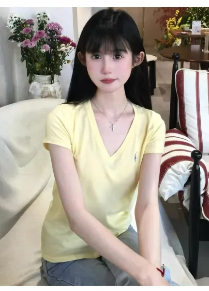 Polo Ralph Lauren V-Neck T-Shirt Sage Green T-Shirt - 14