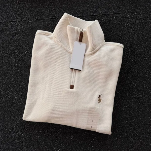 Polo Ralph Lauren Half-Zip Ribbed Knit Sweater Beige - 1