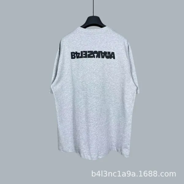 Balenciaga Logo Print Oversized T-Shirt Gray - 1