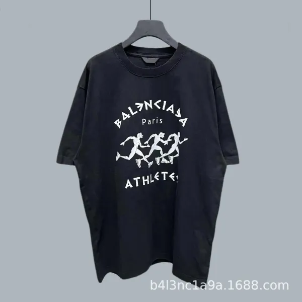 Balenciaga Athlete Print Black Oversized T-Shirt - 1