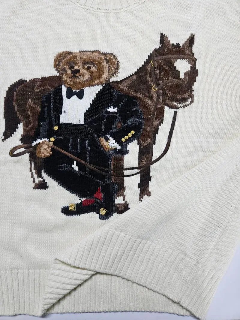 Polo Ralph Lauren Bear Riding Horse Knit Sweater Red - 6