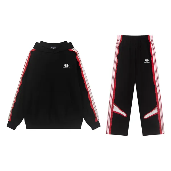 Balenciaga Track Pants Black Red White Sweatpants - 3