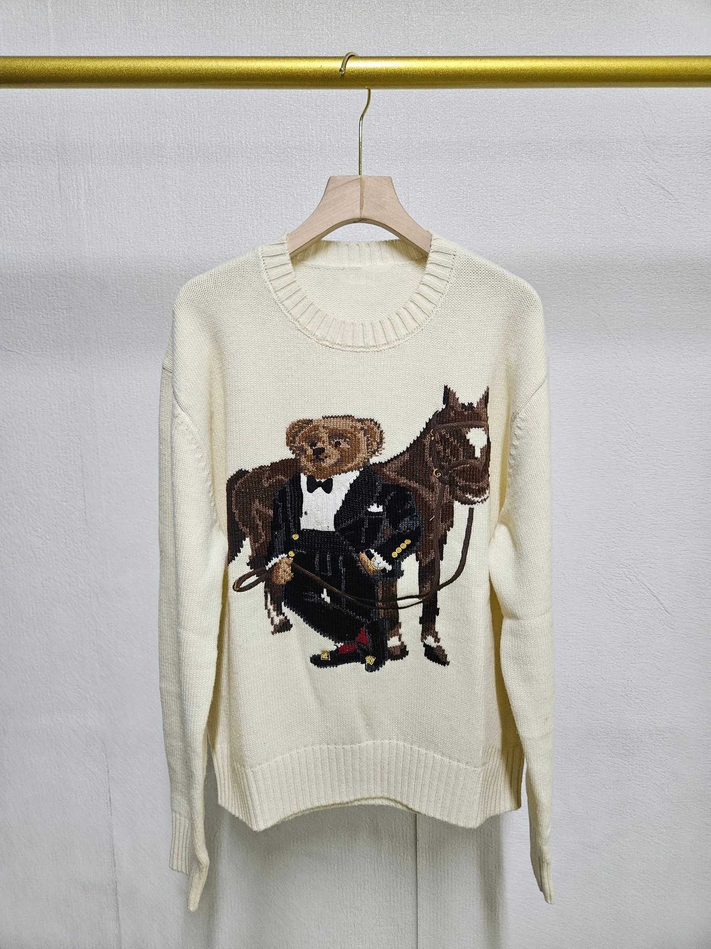 Polo Ralph Lauren Bear Riding Horse Knit Sweater Red - 9