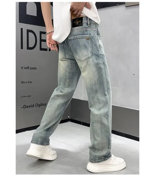 Design Wide-Leg Distressed Light Wash Jeans - 9