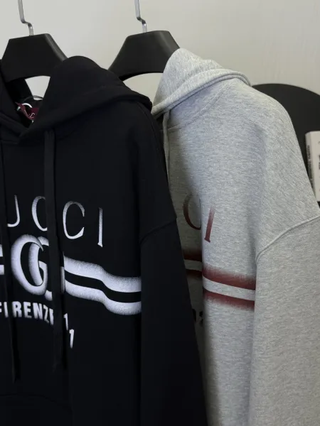 Gucci Logo Print Hoodie Gray - 2