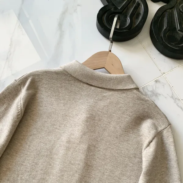 Design Beige Mock Neck Knit Sweater - 18