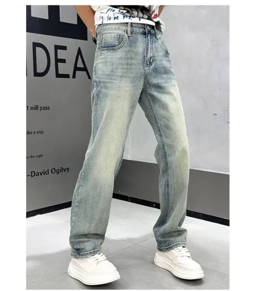 Design Wide-Leg Distressed Light Wash Jeans - 10