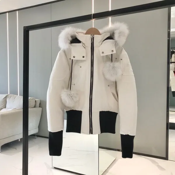 Canada Goose Expedition Parka White with Black Contrast Panels and Fur Trim Down Jacket - 1